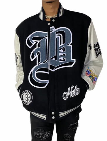 Brooklyn Nets Wool & Leather Varsity Jacket