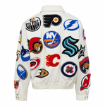 NHL Collage Vegan Leather Jacket White